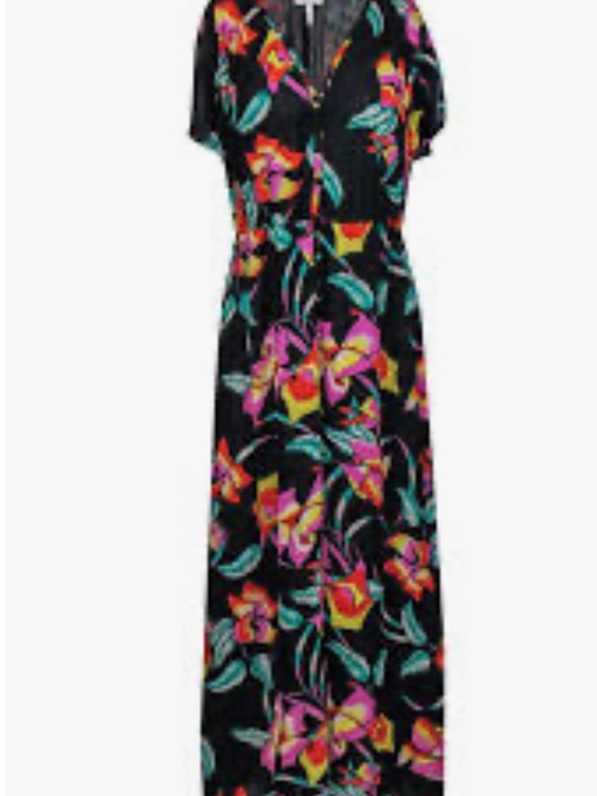Joie Dresses & Skirts - Joie Black Maxi Dress with Pink, Teal & Orange Floral Print 0054